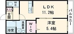 プライムリュクスフラット 1LDKの間取図画像