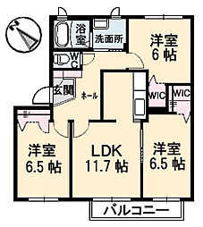 メゾンM-2 3LDKの間取図画像