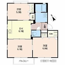 アリッサムKA 3DKの間取図画像