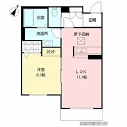 ヴィラウィステリア門司D 1LDKの間取図画像