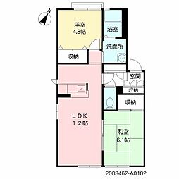 カーサパルコA 2LDKの間取図画像