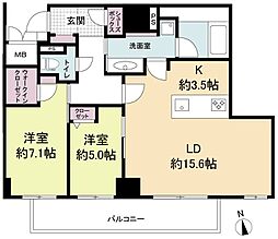ウェルブライト博多ステーション 2LDKの間取図画像
