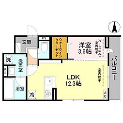 DR藤江北 1LDKの間取図画像