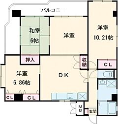 クレバー室見 3LDKの間取図画像