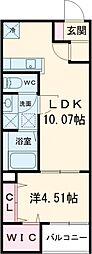 松原市高見の里2丁目アパート 1LDKの間取図画像