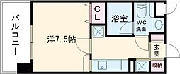レジディア熊本辛島 1Kの間取図画像