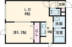 リアンコート 1LDKの間取図画像