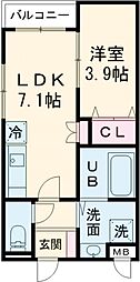 藤井寺市林4丁目アパート 1LDKの間取図画像