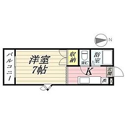 第3磯部コーポA棟 1Kの間取図画像