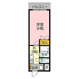 三記マンション灘 1Kの間取図画像
