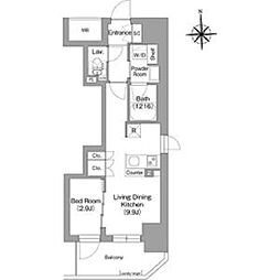 大阪市中央区博労町1丁目マンション 1LDKの間取図画像