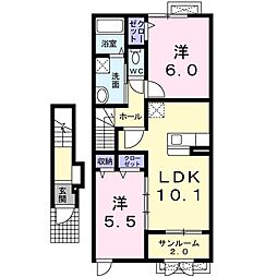 メゾンシャンテ 2LDKの間取図画像