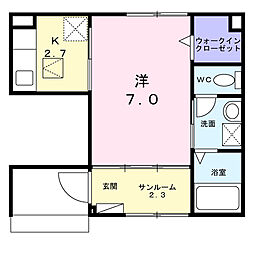 ユーステス鎌倉 1Kの間取図画像