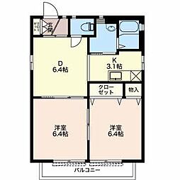 シャーロックD 2DKの間取図画像