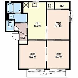 ジュビレオ壱番館 3DKの間取図画像