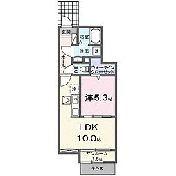 ファインビレA 1LDKの間取図画像
