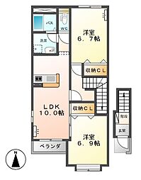 ヴェルジュ東峰 2LDKの間取図画像