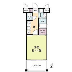 レジディア博多2 1Kの間取図画像