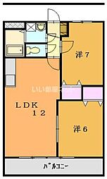 アベニールA 2LDKの間取図画像