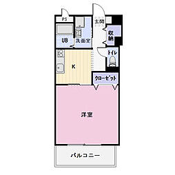 ビュー・クレスト 1Kの間取図画像