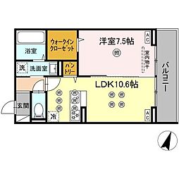 トリシア西崎本町 1LDKの間取図画像
