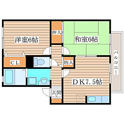 ヒルサイドテラスF 2DKの間取図画像