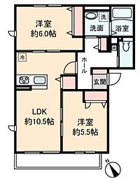 朝霞市本町1丁目アパート 2LDKの間取図画像