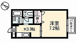 ラ・コンペールB 1Kの間取図画像