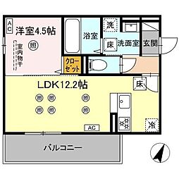 ザ スターリング新外 1LDKの間取図画像