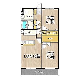 ヴェルデュール・カー 2LDKの間取図画像