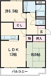グランメール勝田2 2LDKの間取図画像