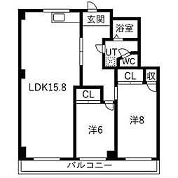 パークハイツ宮下 2LDKの間取図画像