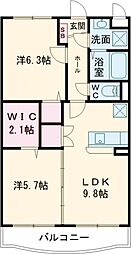 サニーサイドアップ弐番館 2LDKの間取図画像