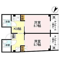 ヌーベル館2 2Kの間取図画像