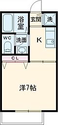 ドミール広野 1Kの間取図画像