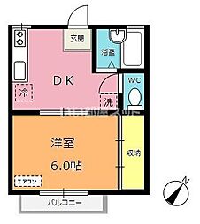 レーベンハウス行田 1DKの間取図画像