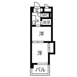 グリーンピア三郷 3階2Kの間取り