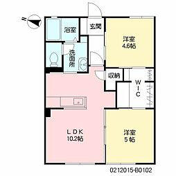メゾンナンディナB 2LDKの間取図画像