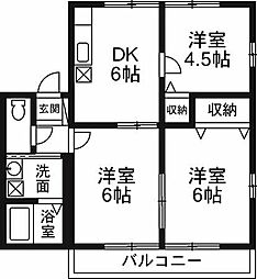 ハイム連取A 3DKの間取図画像