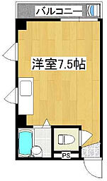 大産西新マンション ワンルームの間取図画像