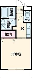 クレイドル 1Kの間取図画像