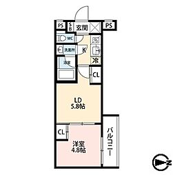 エストゥルース京都II 2Kの間取図画像