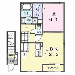 ウエスト.ゲート II 1LDKの間取図画像