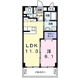アシエンダケイ&エス 1LDKの間取図画像