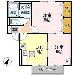 メゾン・フォンティーヌB 2DKの間取図画像