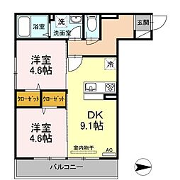 Ariga10 2DKの間取図画像