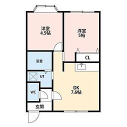 メゾン見山A 2DKの間取図画像