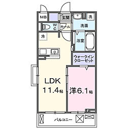 フィオーレカーサ 1LDKの間取図画像