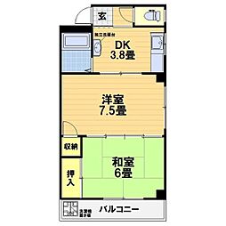 レジデンスパール 2DKの間取図画像
