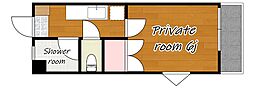唐湊Nビル 1Kの間取図画像